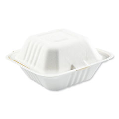 Boardwalk® Bagasse PFAS-Free Food Containers, 1-Compartment, 6 x 6 x 3.19, White, Bamboo/Sugarcane, 500/Carton