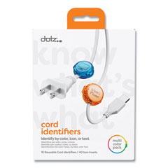 dotz® Cord ID, (10) Multi-Colored Identifiers, (40) Punch Out Icons