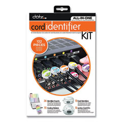 dotz® Cord ID Kit, (12) Regular and (12) Jumbo-Sized Cord Identifiers, (72) Color-Coded Stickers, (36) Identifier Inserts