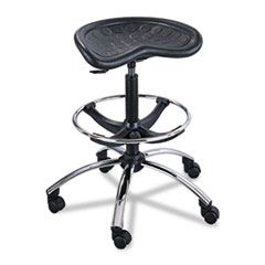 Safco® Sit-Star Stool With Footring and Casters, 27" to 36"h Seat, Black/Chrome
