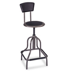 Safco® Diesel Industrial Stool with Back, Supports Up to 250 lb, 22" to 27" Seat Height, Pewter