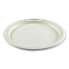 Boardwalk® Bagasse PFAS-Free Dinnerware, Plate, 10" dia, White, 500/Carton