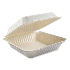 Boardwalk® Bagasse PFAS-Free Food Containers, 1-Compartment, 9 x 1.93 x 9, White, Bamboo/Sugarcane, 100/Carton