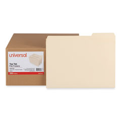 Universal® Top Tab File Folders, 1/3-Cut Tabs: Assorted, Letter Size, 0.75" Expansion, Manila, 250/Box