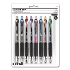 uniball® Signo 207 Gel Pen, Retractable, Medium 0.7 mm, Assorted Ink and Barrel Colors, 8/Pack