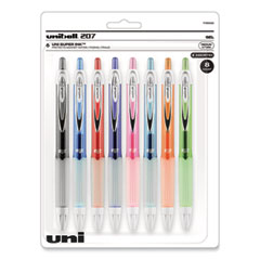 Signo 207 Gel Pen, Retractable, Medium 0.7 mm, Assorted Ink and Barrel Colors, 8/Pack