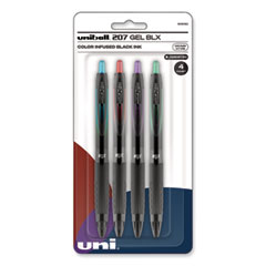 uniball® 207 BLX Series Gel Pen, Retractable, Medium 0.7 mm, Assorted Ink and Barrel Colors, 4/Pack