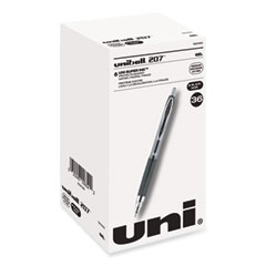 uniball® Signo 207 Gel Pen Value Pack, Retractable, Medium 0.7 mm, Black Ink, Smoke/Black Barrel, 36/Box