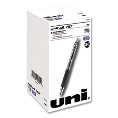 uniball® Signo 207 Gel Pen, Retractable, Medium 0.7 mm, Blue Ink, Smoke/Black/Blue Barrel, 36/Box