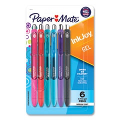Paper Mate® InkJoy Gel Pen, Retractable, Medium 0.7 mm, Assorted Ink and Barrel Colors, 6/Pack