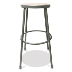 Alera® Industrial Metal Shop Stool, Backless, Supports Up to 300 lb, 30" Seat Height, Brown Seat, Gray Base