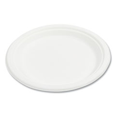 Boardwalk® Bagasse PFAS-Free Dinnerware, Plate, 9" dia, White, 500/Carton