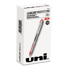 uniball® VISION ELITE Hybrid Gel Pen, Stick, Bold 0.8 mm, Red Ink, White/Red/Clear Barrel