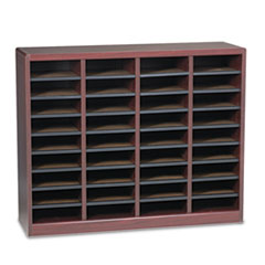 Safco® Wood/Fiberboard E-Z Stor Sorter, 36 Compartments, 40 x 11.75 x 32.5, Mahogany