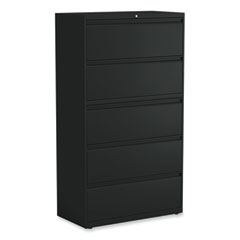 Alera® Lateral File, 5 Legal/Letter/A4/A5-Size File Drawers, Black, 36" x 18.63" x 67.63"