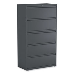 Alera® Lateral File, 5 Legal/Letter/A4/A5-Size File Drawers, Charcoal, 36" x 18.63" x 67.63"
