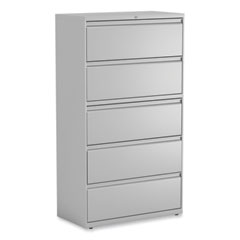 Alera® Lateral File, 5 Legal/Letter/A4/A5-Size File Drawers, Light Gray, 36" x 18.63" x 67.63"