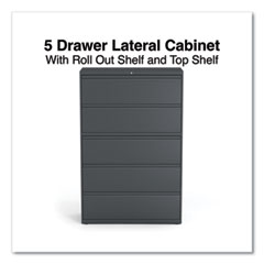 Alera® Lateral File, 5 Legal/Letter/A4/A5-Size File Drawers, Charcoal, 42" x 18.63" x 67.63"