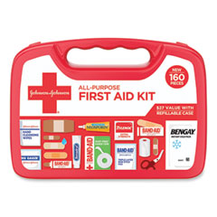 Johnson & Johnson® Red Cross® All-Purpose First Aid Kit, 160 Pieces, Plastic Case