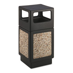 Safco® Canmeleon Side-Open Receptacle, Square, Aggregate/Polyethylene, 38 gal, Black