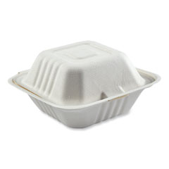 AmerCareRoyal® Bagasse PFAS-Free Food Containers. 1-Compartment, 6 x 6 x 3.19, White, Bamboo/Sugarcane, 500/Carton
