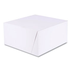 SCT® White One-Piece Non-Window Bakery Boxes, Standard, 10 x 10 x 5, White/Kraft, Paper, 100/Bundle