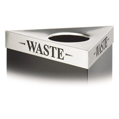 Safco® Trifecta Waste Receptacle Lid, Laser Cut "WASTE" Inscription, 20w x 20d x 3h, Stainless Steel, Ships in 1-3 Business Days