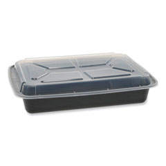 Pactiv Evergreen Newspring VERSAtainer Microwavable Containers, Rectangular, 58 oz, 8.5 x 11.5 x 2.5, Black/Clear, Plastic, 150/Carton