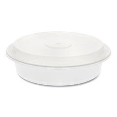 Pactiv Evergreen Newspring VERSAtainer Microwavable Containers, Round, 35 oz, 8 x 8 x 2.5, White/Clear, Plastic, 150/Carton