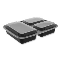 Pactiv Evergreen Newspring DELItainer Microwavable Container, 32 oz, 7.5 x 9.87 x 1.75, Black/Clear, Plastic, 150/Carton