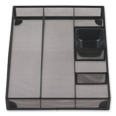 Universal® Metal Mesh Drawer Organizer, Six Compartments, 15 x 11.88 x 2.5, Black