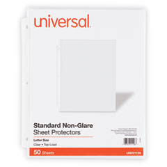 Universal® Top-Load Poly Sheet Protectors, Std Gauge, Nonglare, Clear, 50/Pack