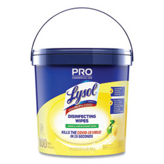 LYSOL® Brand Professional Disinfecting Wipe Bucket, 1-Ply, 6 x 8, Lemon and Lime Blossom, White, 800 Wipes