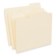 Universal® Reinforced Top Tab File Folders, 1/3-Cut Tabs: Assorted, Letter Size, 0.75" Expansion, Manila, 250/Carton