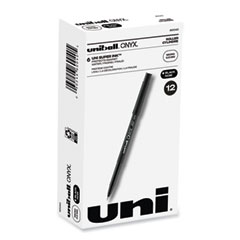 ONYX Roller Ball Pen, Stick, Extra-Fine 0.5 mm, Black Ink, Black Barrel, Dozen