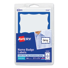 Printable Adhesive Name Badges 3 38 x 2 33 White 100/Pack The