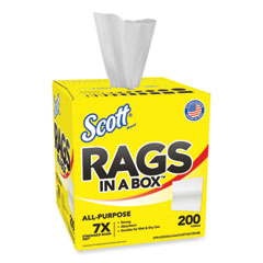 Scott® Rags in a Box, POP-UP Box, 10 x 12, White, 200/Box, 8 Boxes/Carton