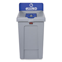 Rubbermaid® Commercial Slim Jim Recycling Station 1-Stream, Mixed Recycling Station, 33 gal, Resin, Gray