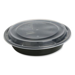GEN Food Container, 48 oz, 8.85 x 8.85 x 2.24, Black/Clear, Plastic, 150/Carton