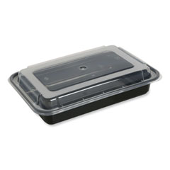 GEN Food Container, 32 oz, 8.81 x 6.02 x 2.24, Black/Clear, Plastic, 150/Carton