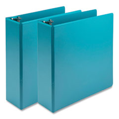 Samsill® Earth's Choice Plant-Based Economy Round Ring View Binders, 3 Rings, 3" Capacity, 11 x 8.5, Teal, 2/Pack