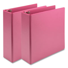 Samsill® Earth's Choice Plant-Based Economy Round Ring View Binders, 3 Rings, 3" Capacity, 11 x 8.5, Pink, 2/Pack