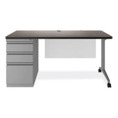 Hirsh Industries® Modern Teacher Series Left Pedestal Desk, 60" x 24" x 28.75", Charcoal/Silver