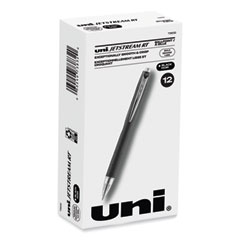 uniball® Jetstream Retractable Hybrid Gel Pen, Bold 1 mm, Black Ink, Black/Silver Barrel