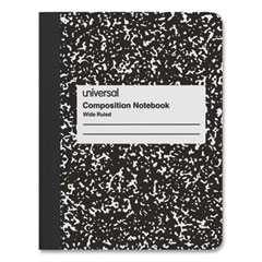 Universal® Composition Book, Wide/Legal Rule, Black Marble Cover, 9.75 x 7.5, 100 Sheets