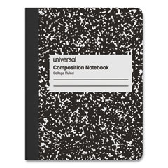 Universal® Composition Book, Medium/College Rule, Black Marble Cover, 9.75 x 7.5, 100 Sheets