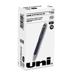 uniball® Jetstream Retractable Hybrid Gel Pen, Fine 0.7 mm, Black Ink, Blue/Silver Barrel