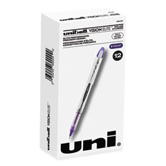 uniball® VISION ELITE Hybrid Gel Pen, Stick, Bold 0.8 mm, Violet Ink, White/Violet/Clear Barrel