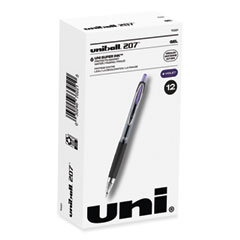 uniball® Signo 207 Gel Pen, Retractable, Medium 0.7 mm, Violet Ink, Smoke/Black/Violet Barrel, Dozen