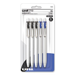 uniball® uniONE Gel Pen, Retractable, Medium 0.7 mm, Assorted Business Ink Colors, Assorted Barrel Colors, 5/Pack